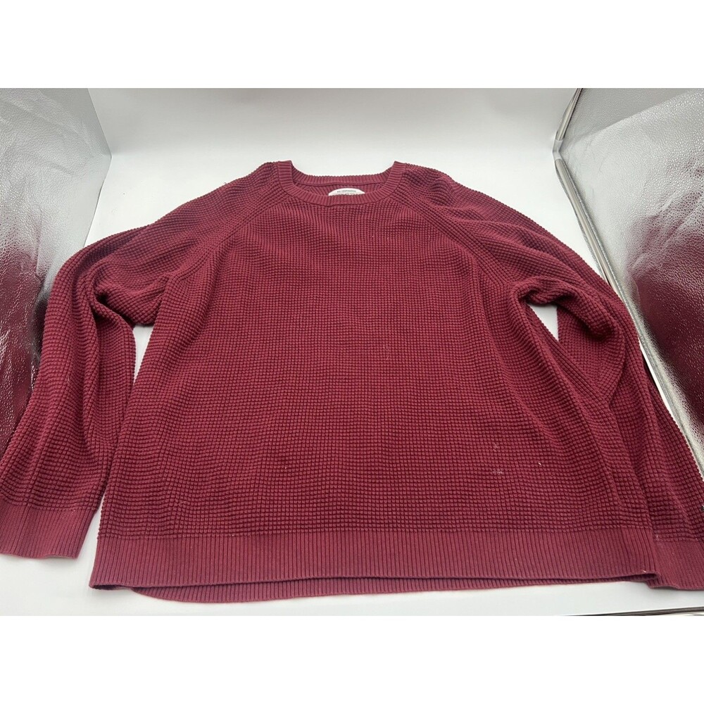 REI Co-op Men Red XL crewneck Sweater Wallace Lake Waffle Knit Thermal Pullover